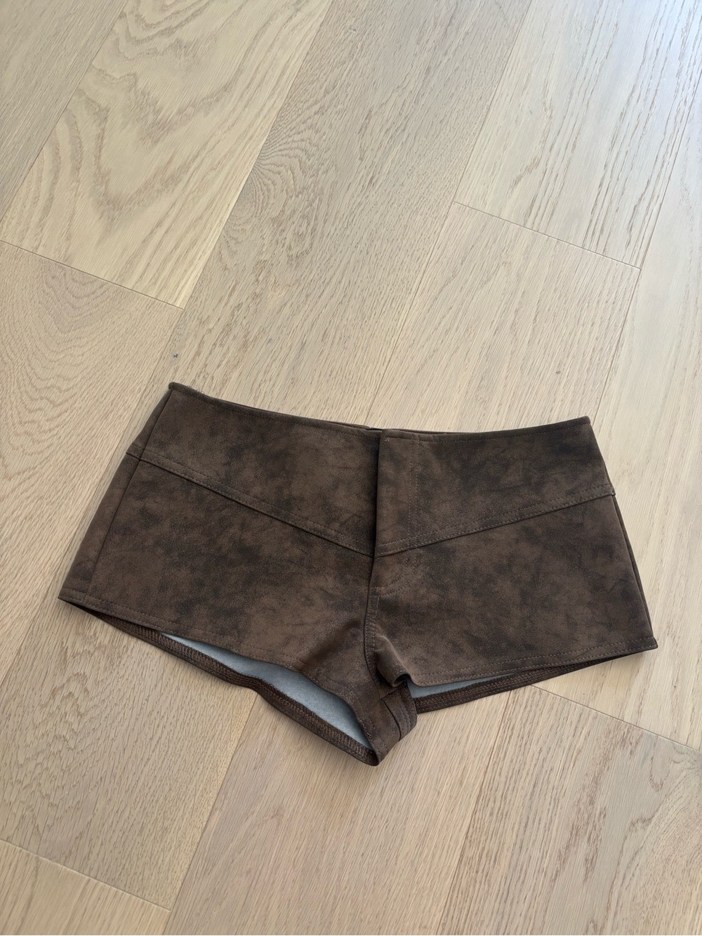 Women’s Brown Faux-Suede Bike Shorts